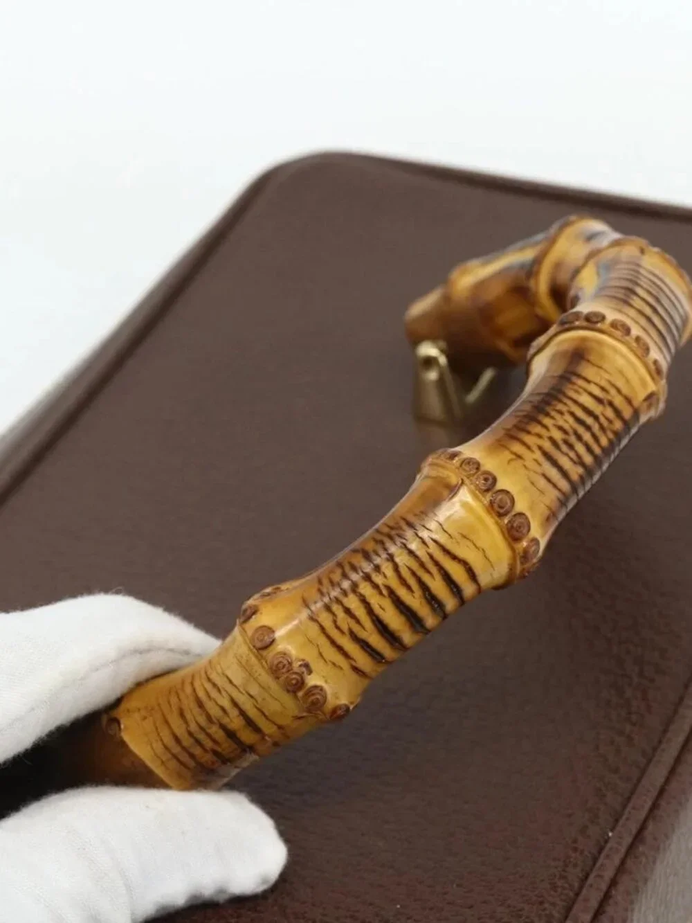 GUCCI Bamboo Hand Bag Leather 2way Brown Gold 013 2122 2491 Auth